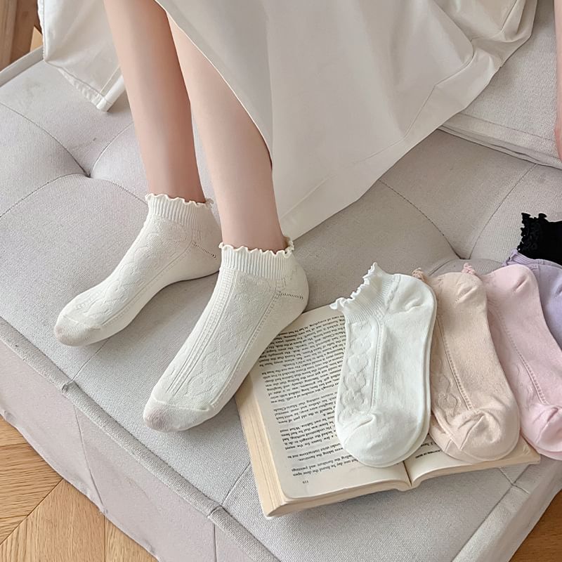 Ruffle Trim Plain Socks