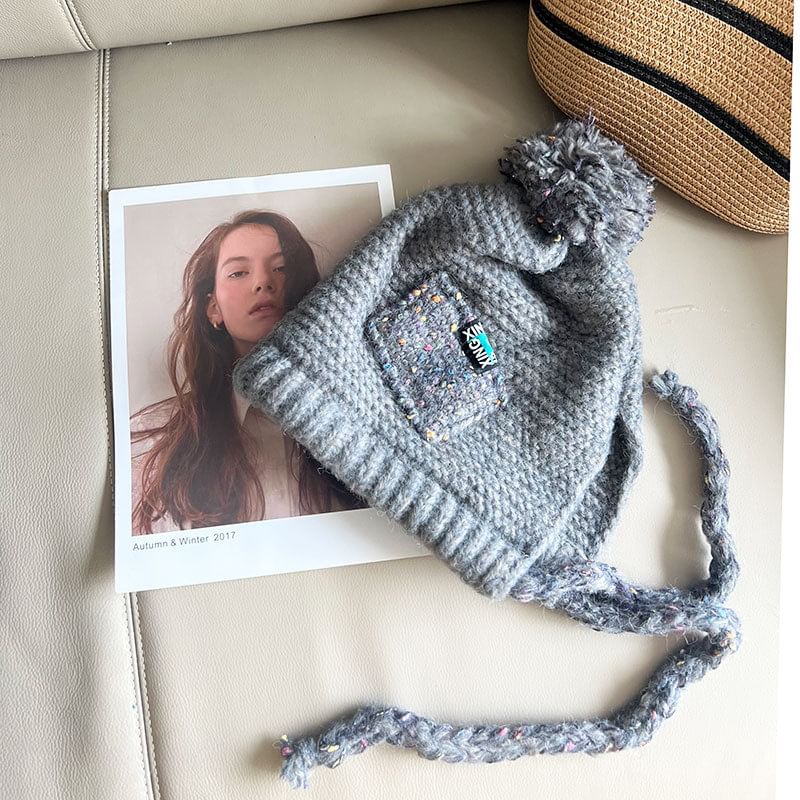 Pom Earflap Hat Melange