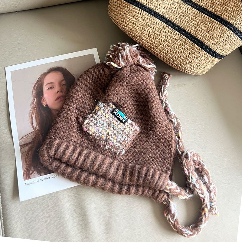 Pom Earflap Hat Melange