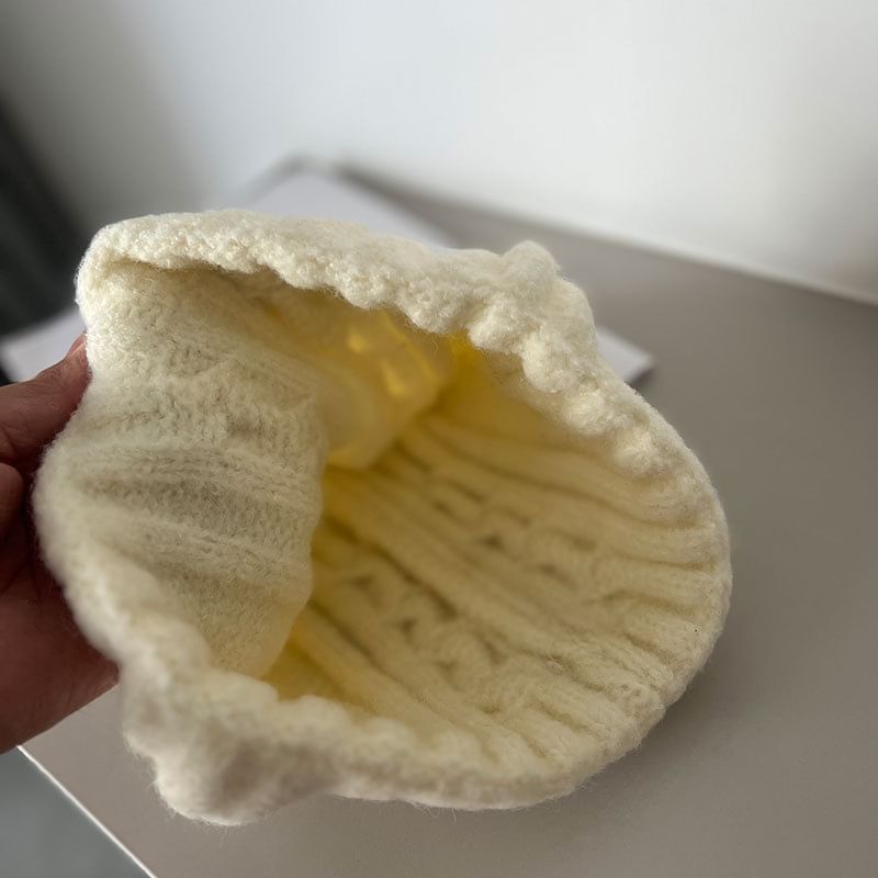 Embroidered Cable Knit Lettering Beanie