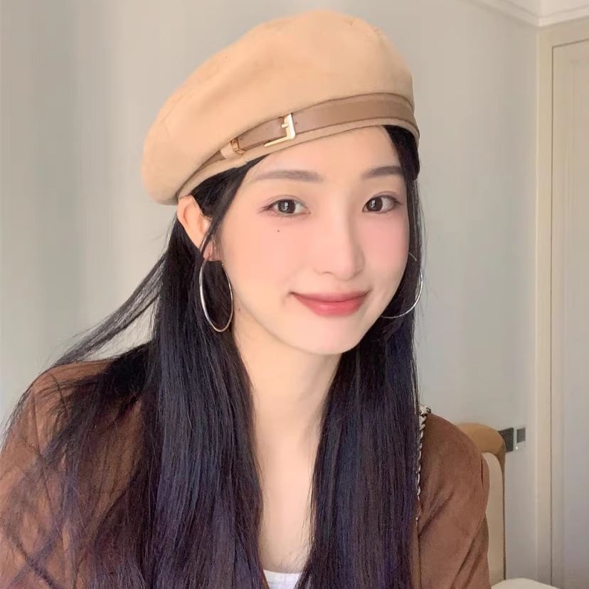 Belted Suede Faux Beret