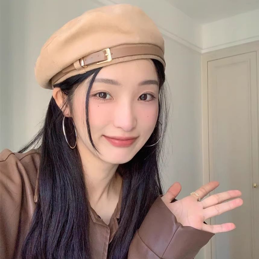 Belted Suede Faux Beret