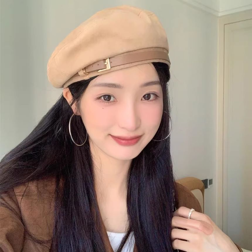 Belted Suede Faux Beret