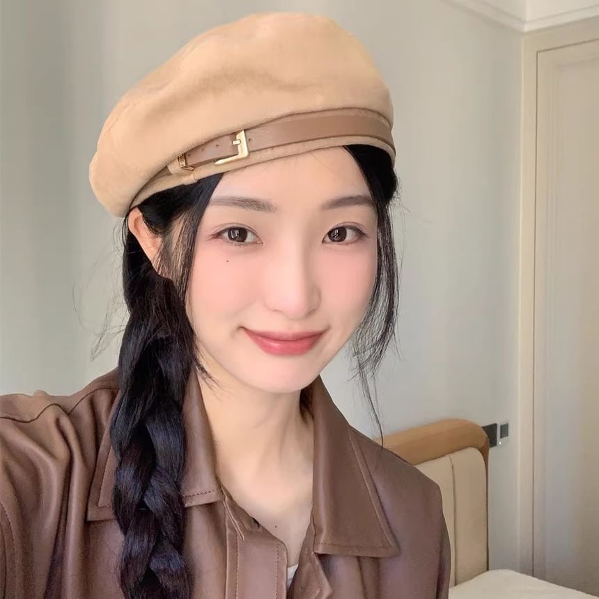 Belted Suede Faux Beret