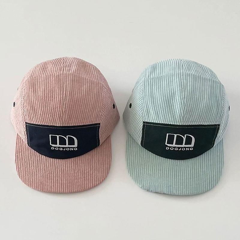 Corduroy Panel Embroidered Lettering Baseball Cap