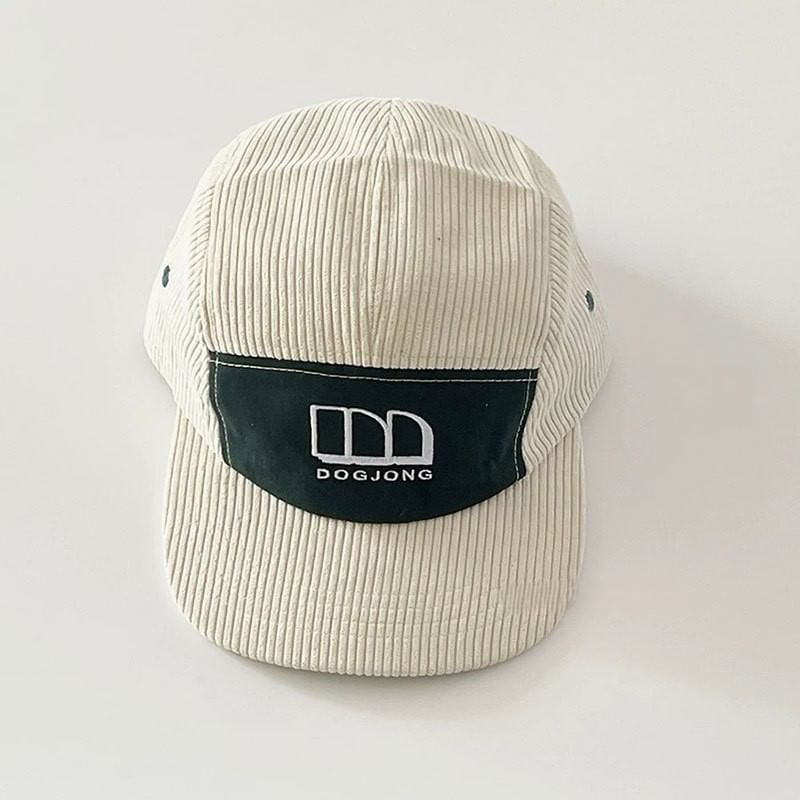 Corduroy Panel Embroidered Lettering Baseball Cap