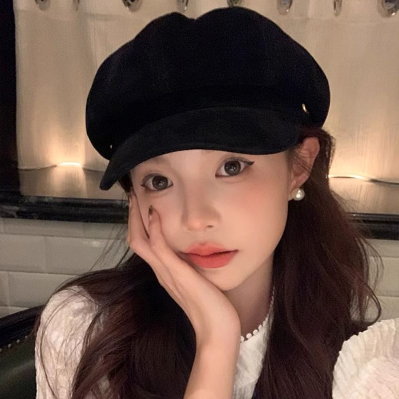 Cap Suede Newsboy Faux Plain