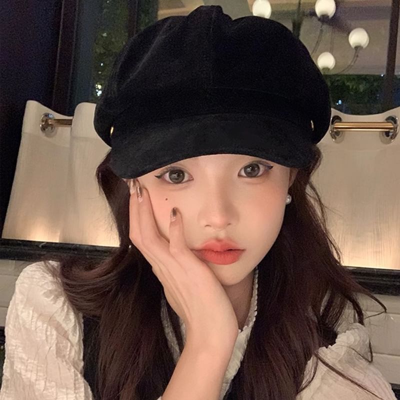 Cap Suede Newsboy Faux Plain