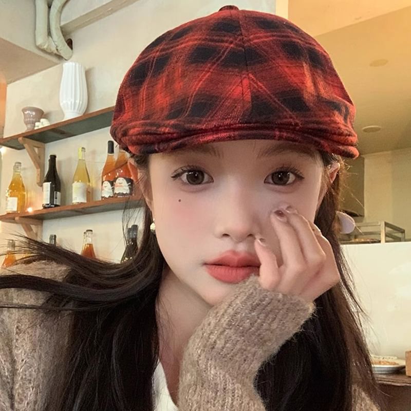 Flat Plaid Cap