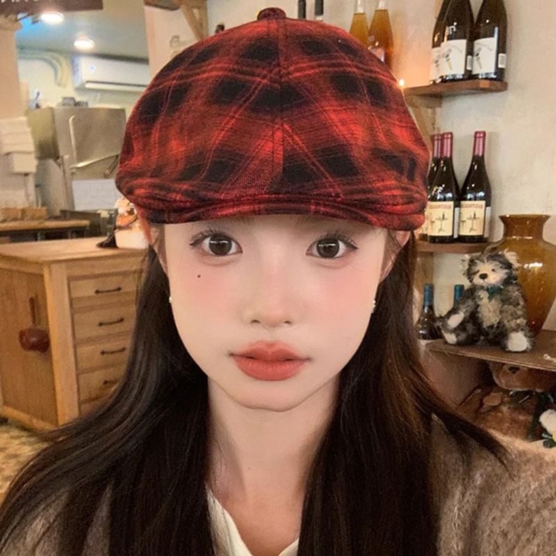 Flat Plaid Cap