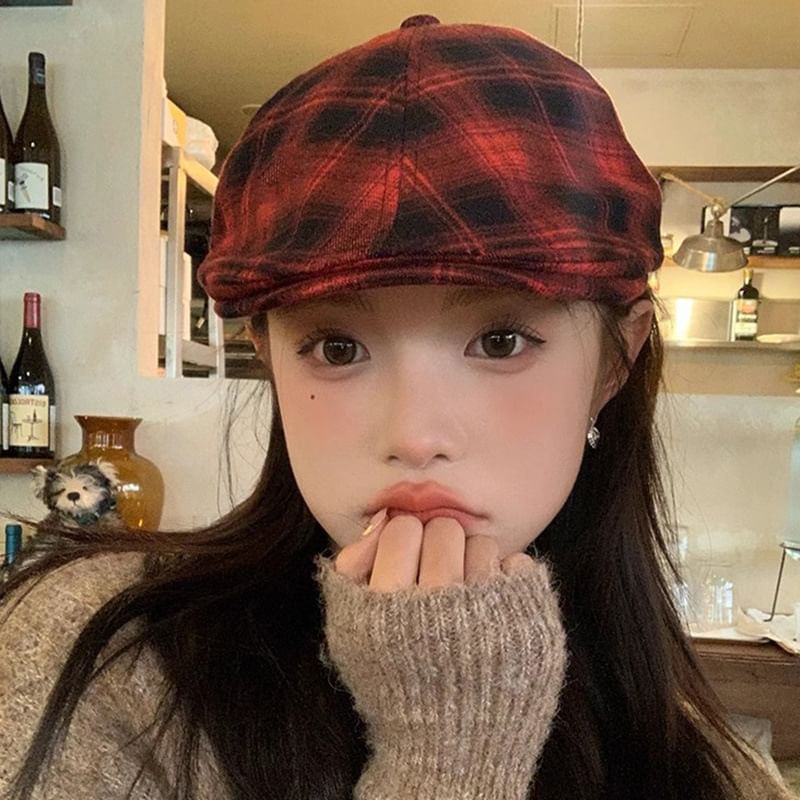 Flat Plaid Cap