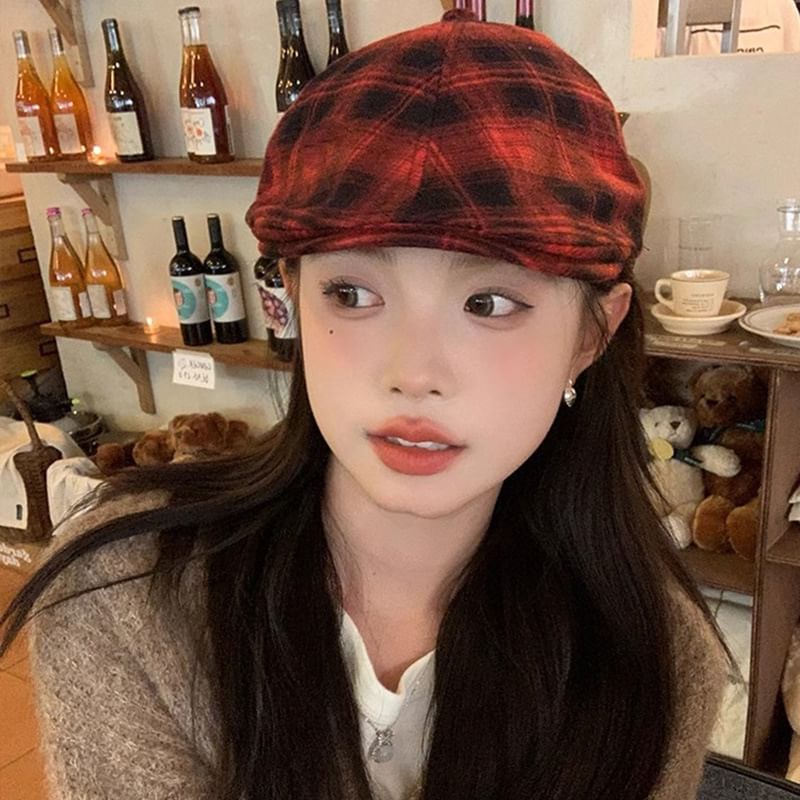 Flat Plaid Cap
