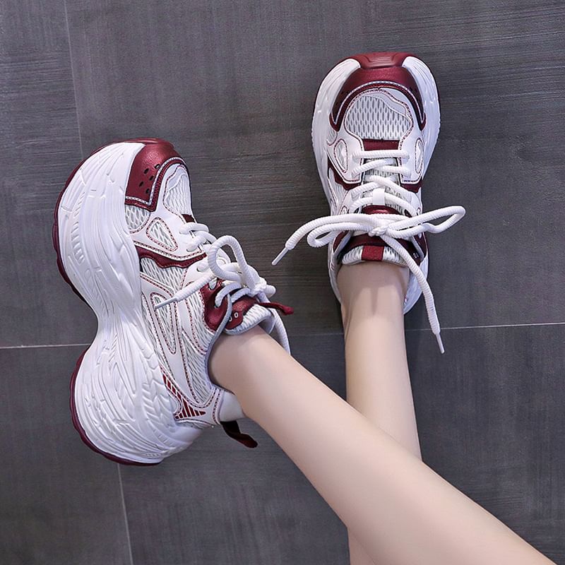Platform Sneakers Mesh Panel