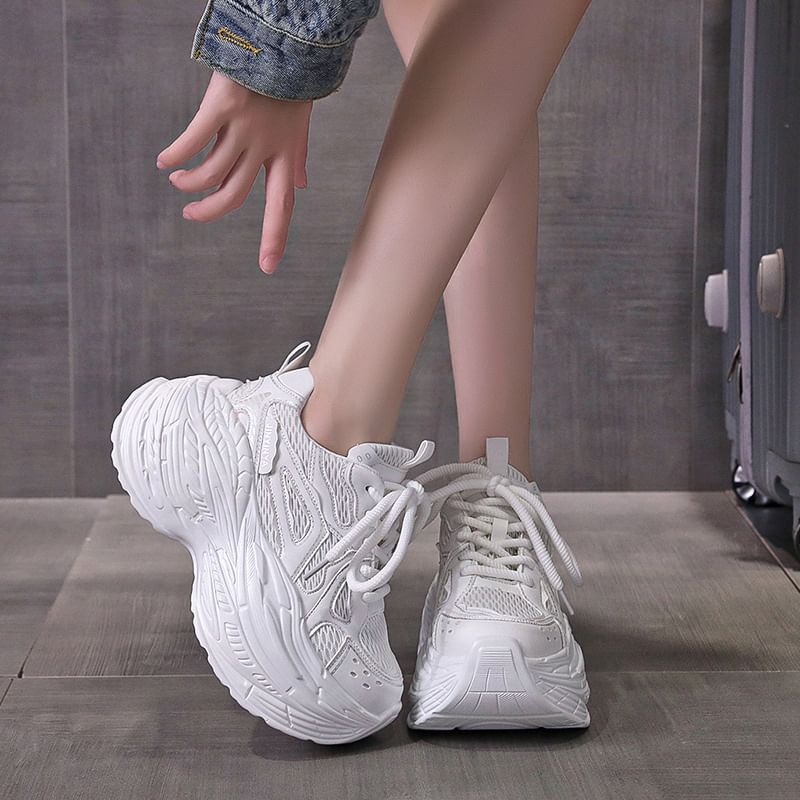 Platform Sneakers Mesh Panel
