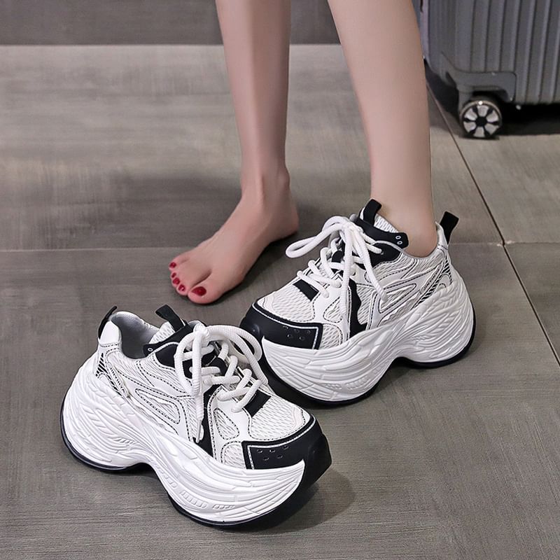 Platform Sneakers Mesh Panel
