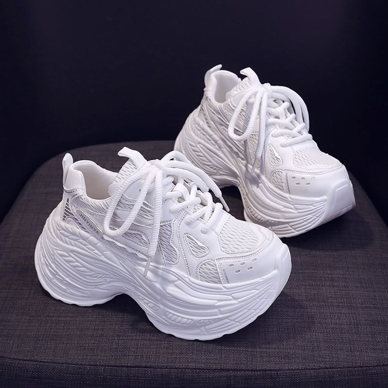 Platform Sneakers Mesh Panel