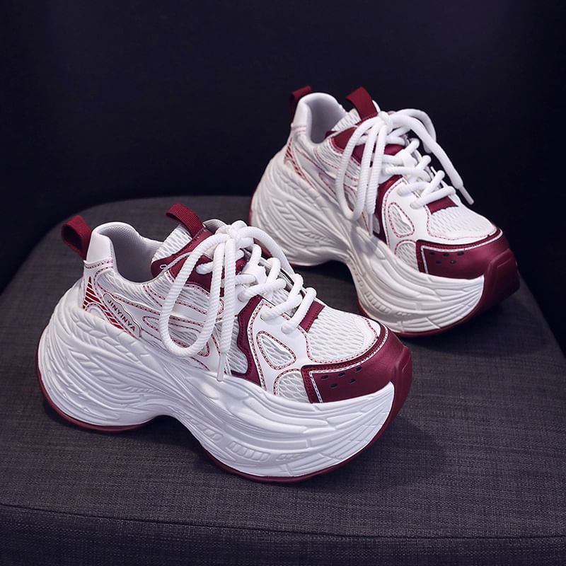 Platform Sneakers Mesh Panel