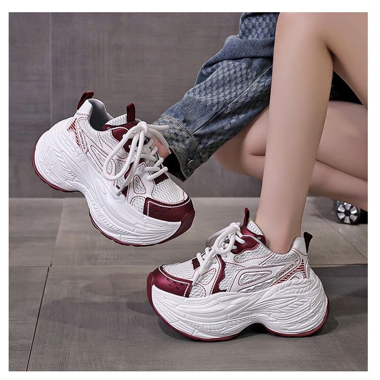 Platform Sneakers Mesh Panel