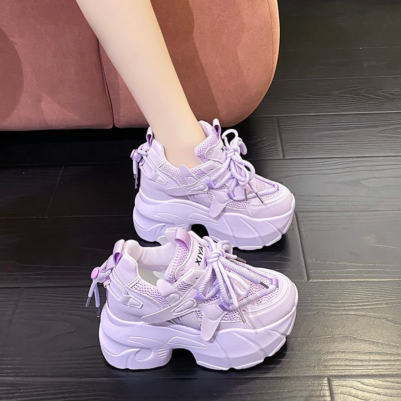 Mesh Hidden Panel Sneakers Platform Wedge