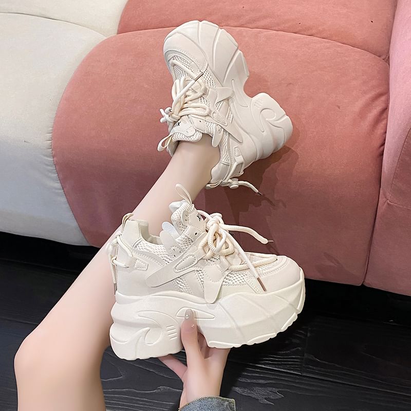 Mesh Hidden Panel Sneakers Platform Wedge