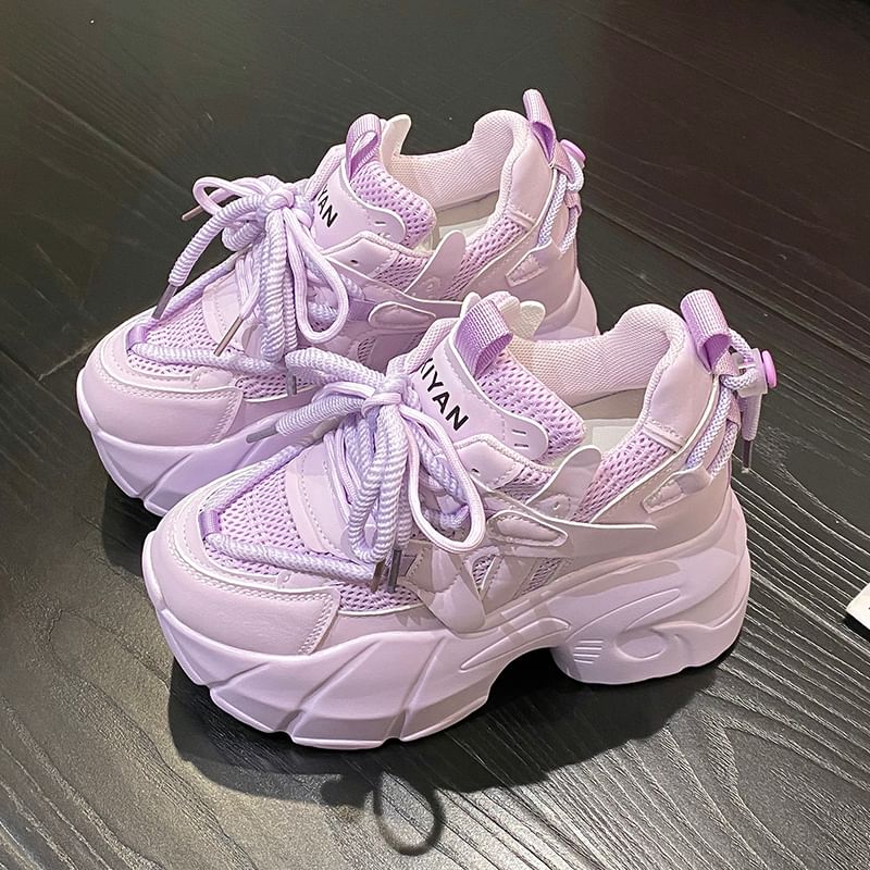 Mesh Hidden Panel Sneakers Platform Wedge