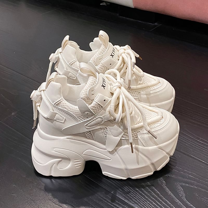 Mesh Hidden Panel Sneakers Platform Wedge