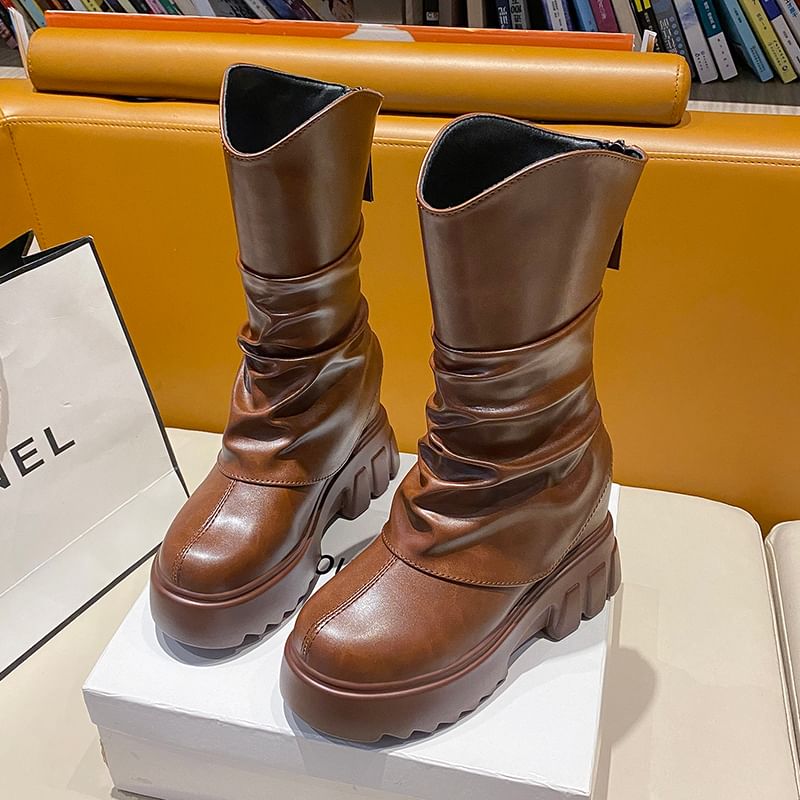 Panel Mid Platform Calf Boots