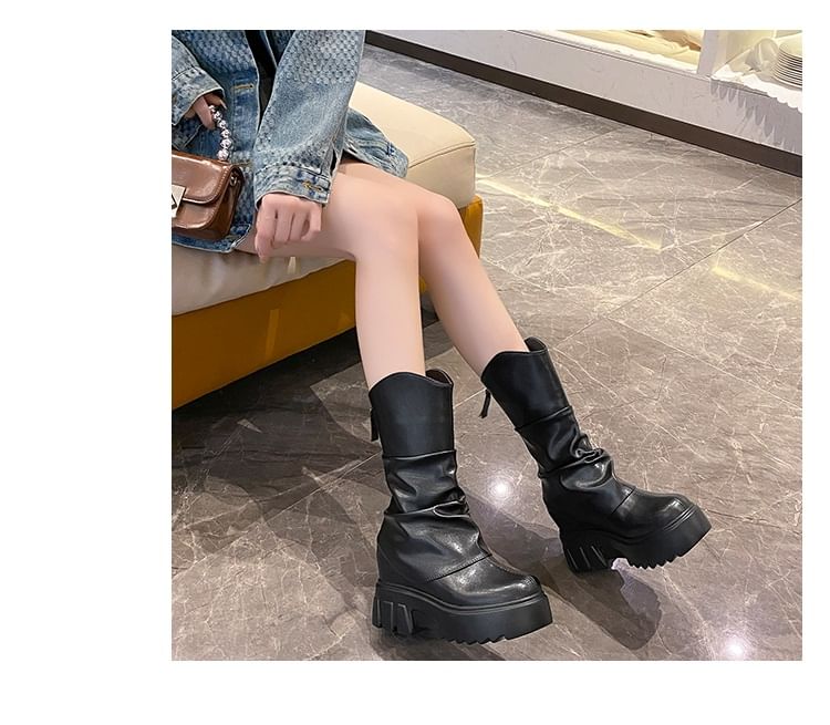 Panel Mid Platform Calf Boots