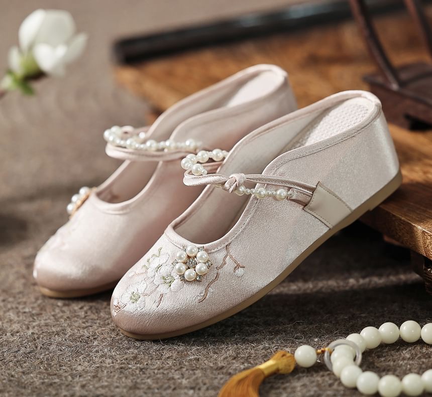 Beaded Mules Wedge-Heel