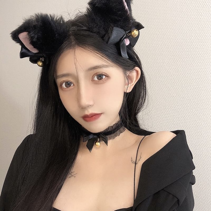 Chenille Cat Party Headband Ear Halloween