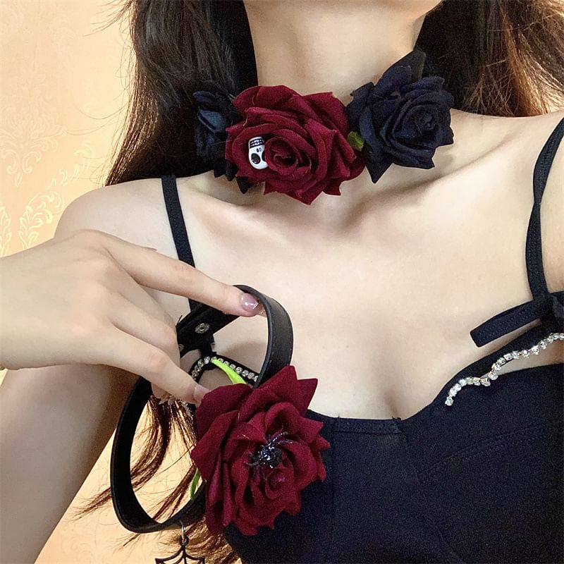 Fabric Designs) Halloween (Various Choker Rose