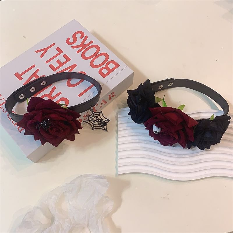 Fabric Designs) Halloween (Various Choker Rose