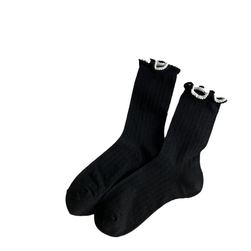 Einfarbige Socken mit gekräuseltem Rand