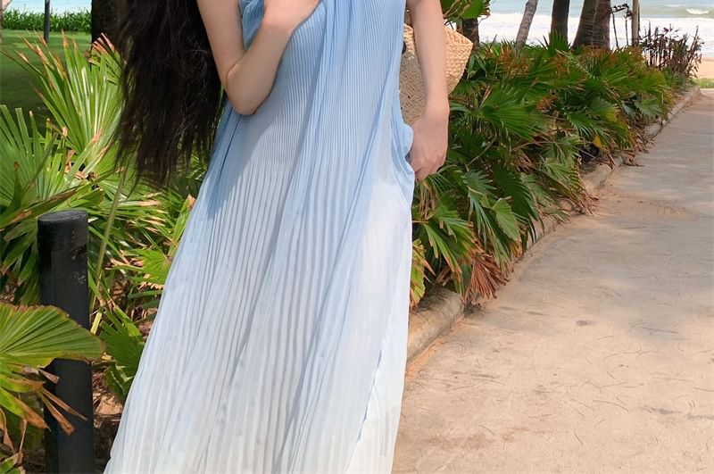 Spaghetti Strap A-Line Midi Gradient Dress