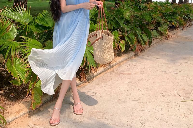 Spaghetti Strap A-Line Midi Gradient Dress