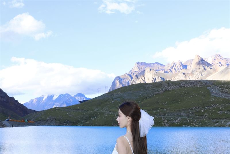 Midi Asymmetrical Plain A-Line Spaghetti Strap Dress