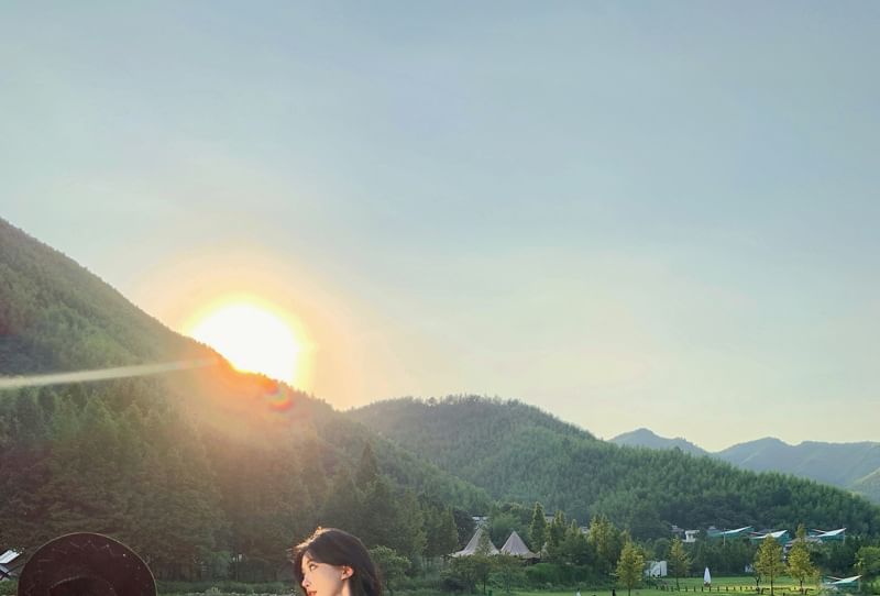 A-Line Skirt V-Neck + Blouse Set: Long-Sleeve Plain Tiered Mini