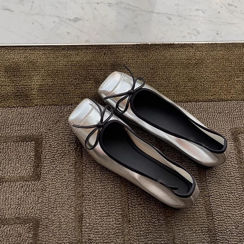 Heel Low Pumps Bow Toe Cap