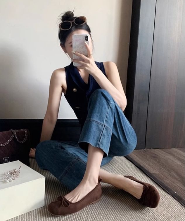 Flats Toe Bow Square