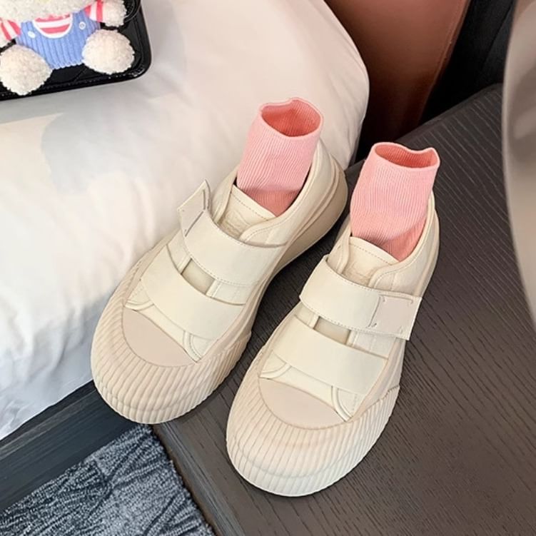 Platform Sneakers Adhesive Strap