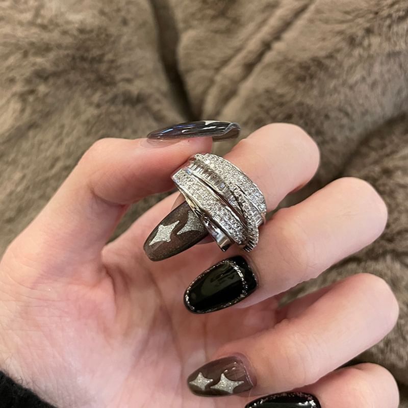 Ring Rhinestone Open (Various Alloy Designs)