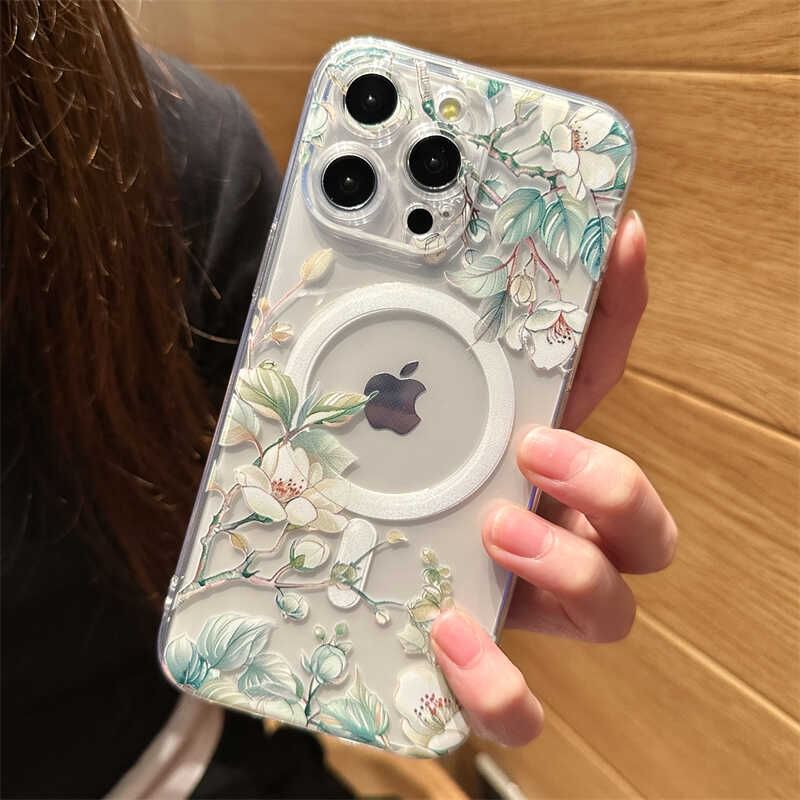Magnetic MagSafe) Phone with Floral Case (Compatible