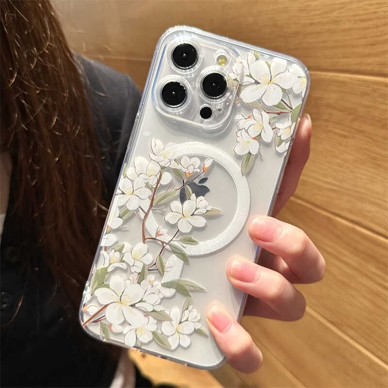 Magnetic MagSafe) Phone with Floral Case (Compatible