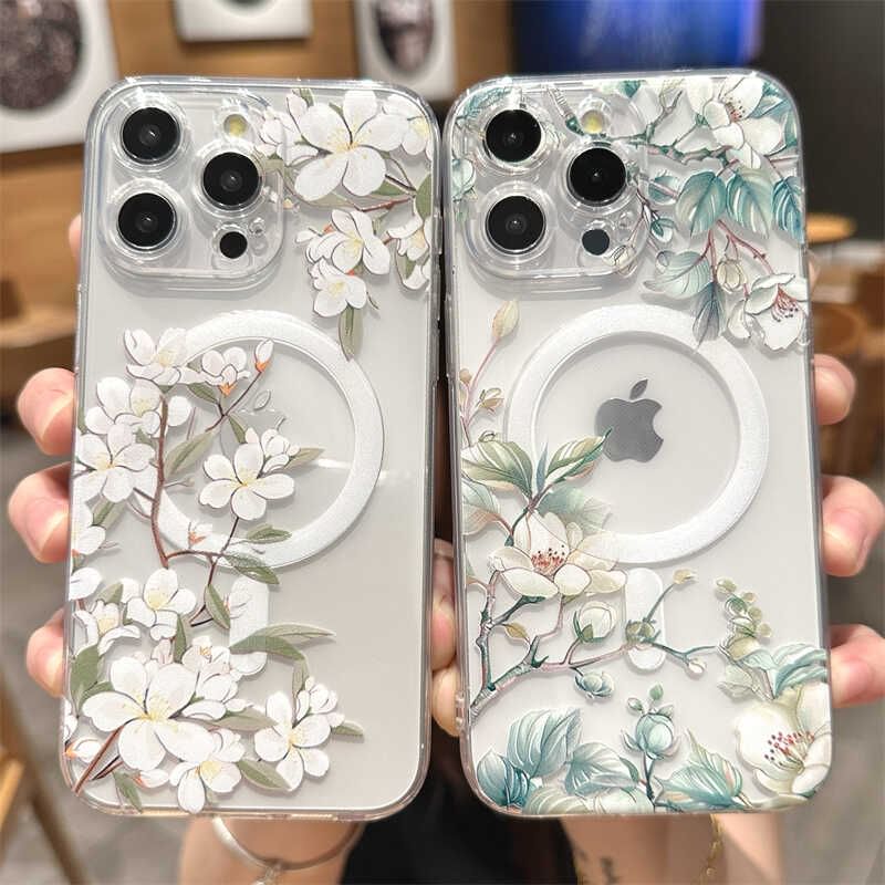 Magnetic MagSafe) Phone with Floral Case (Compatible