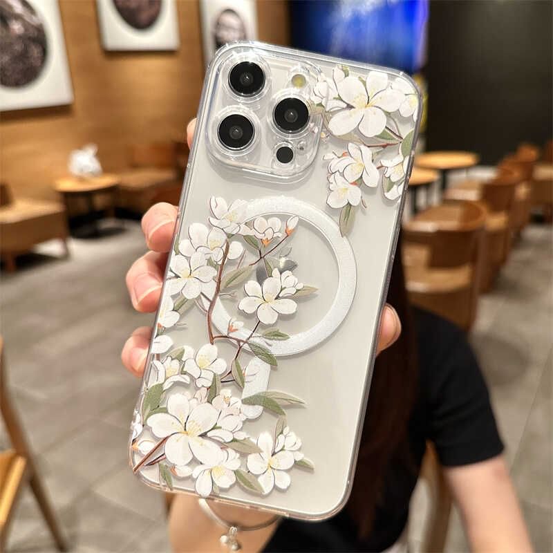Magnetic MagSafe) Phone with Floral Case (Compatible