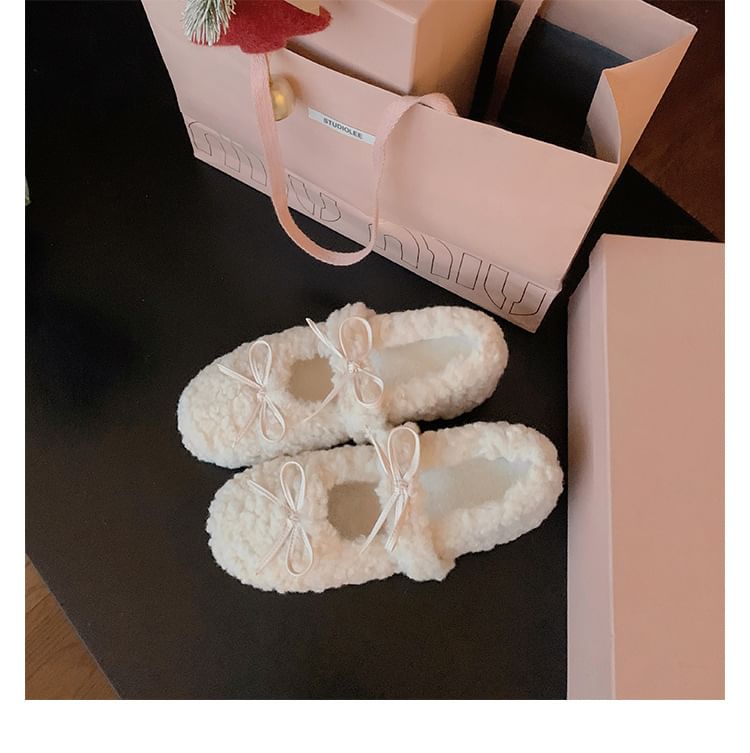 Fleece Jane Mary Shoes Wedge Hidden Bow