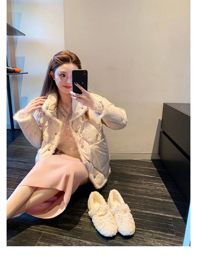 Fleece Jane Mary Shoes Wedge Hidden Bow