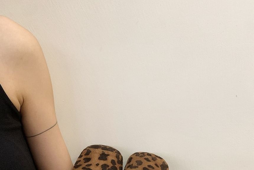 Flats Toe Square Suede T-Strap Faux