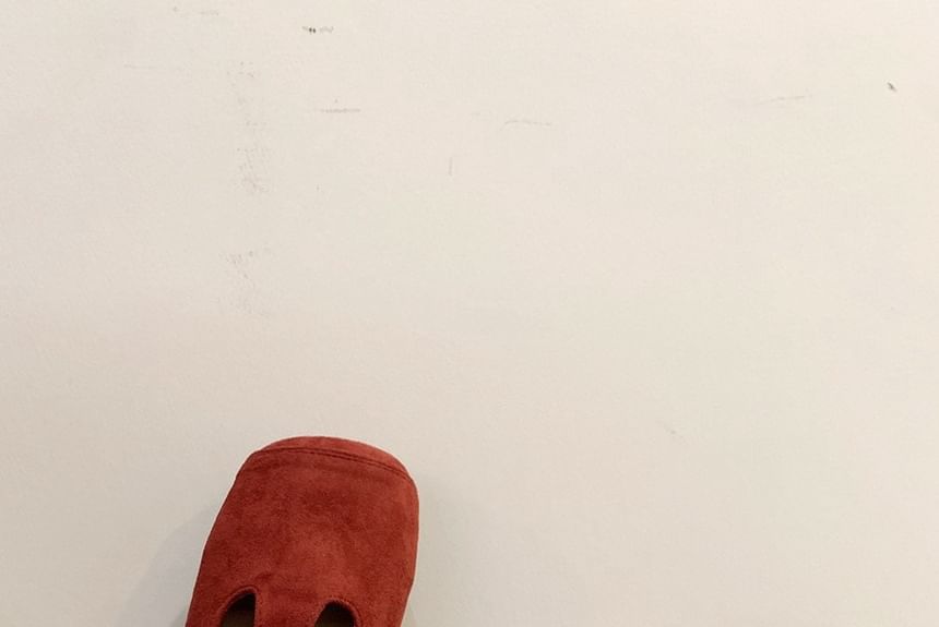 Flats Toe Square Suede T-Strap Faux