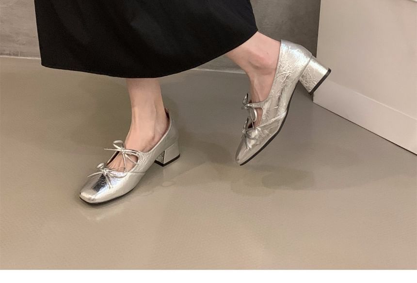 Toe Block Jane Pumps Heel Square Mary Bow